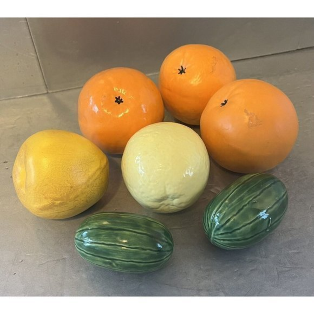 Ceramic Heavy‎ Life-Size Faux Life-Like Fruit Lot of 7 Vintage